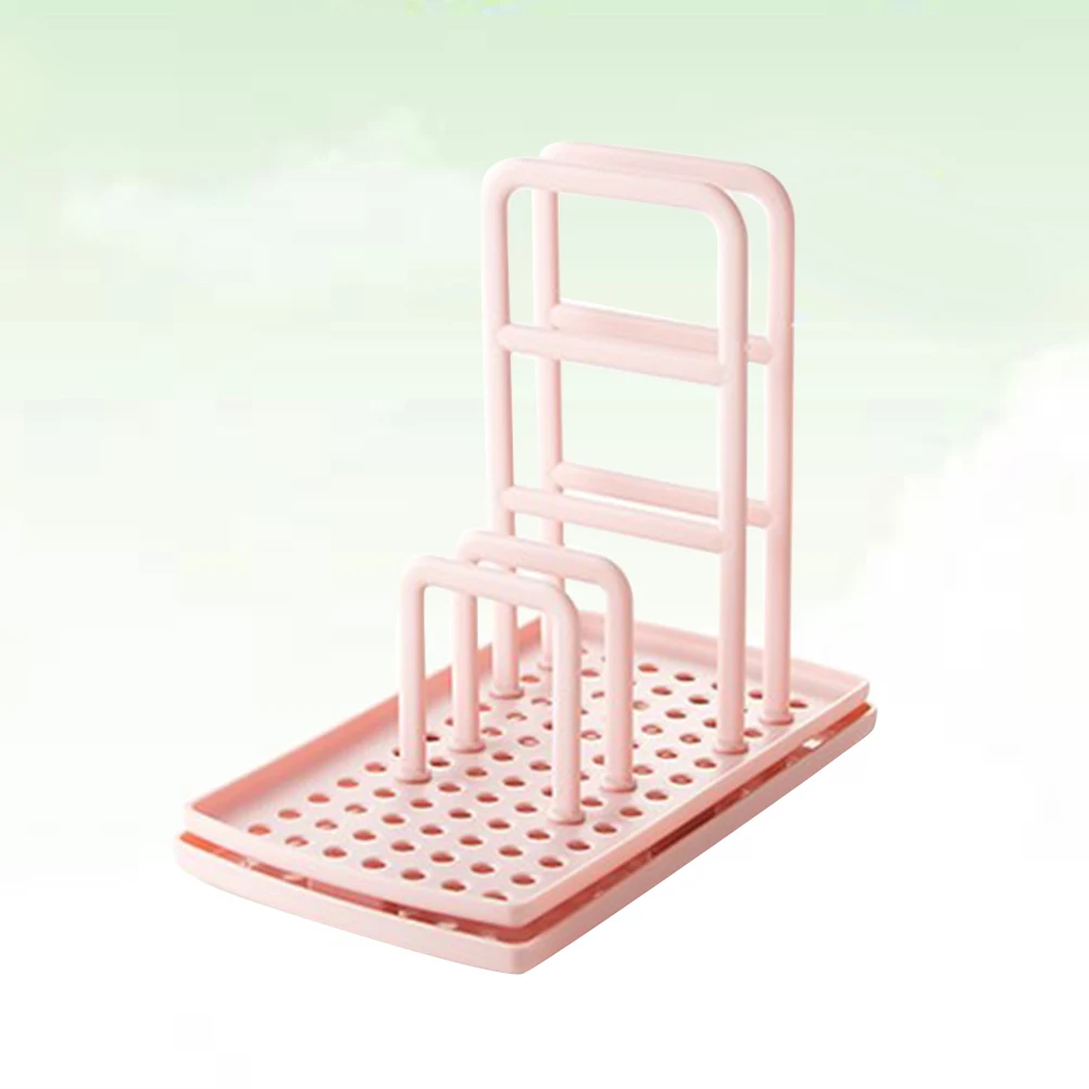 【Pink】Duster Cloth Rack Sponge Holder Drain Stand Plastic Kitchen Organizer Lightweight Space Saving Suction Towel Soap