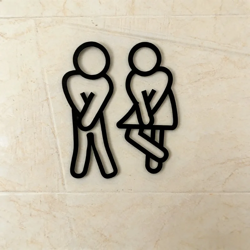 2D Flat Bathroom Signage Men's & Women's Restroom Door Decor Toilet Symbol Outline Decorative Hanging Ornaments Guest Bathroom