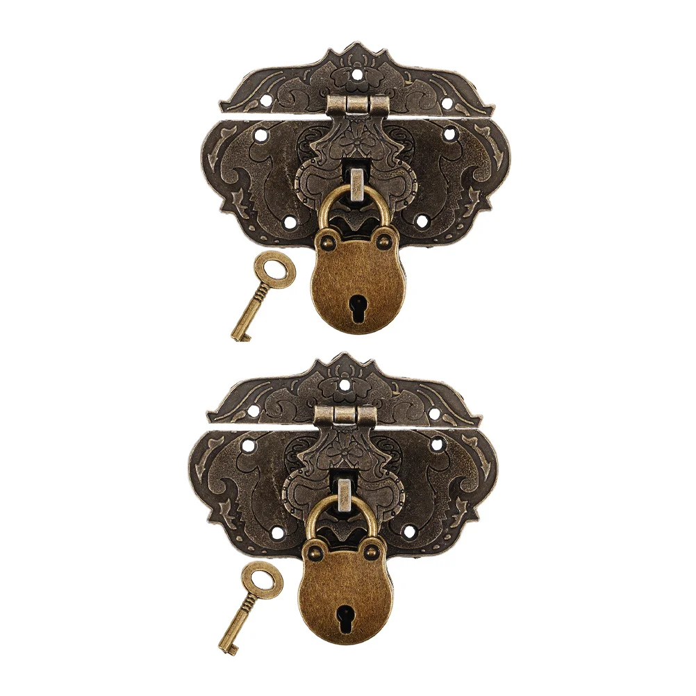 

2Sets Retro Locks Bear Design Mini Vintage Padlock for Suitcase Chest Jewelry Box Home Decor Small Latch Lock Locking Latch