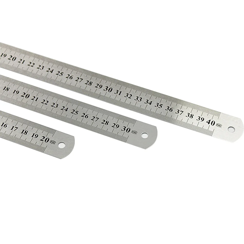 6PCS Stainless Steel Ruler Metal Ruler for Engineering School Office Drawing (20cm, 30cm, 40cm, Each 2PCS)