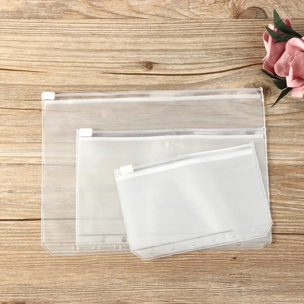 1/5PCS Zipper Plastic Loose-leaf PVC Storage Zip Lock Matte Clear Pouch Bag