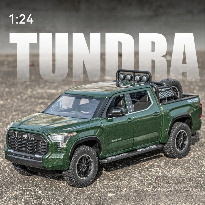 

Металлическая модель внедорожника-пикапа Tundra 1:24 со звуком и светом, детская игрушечная машинка, подарок