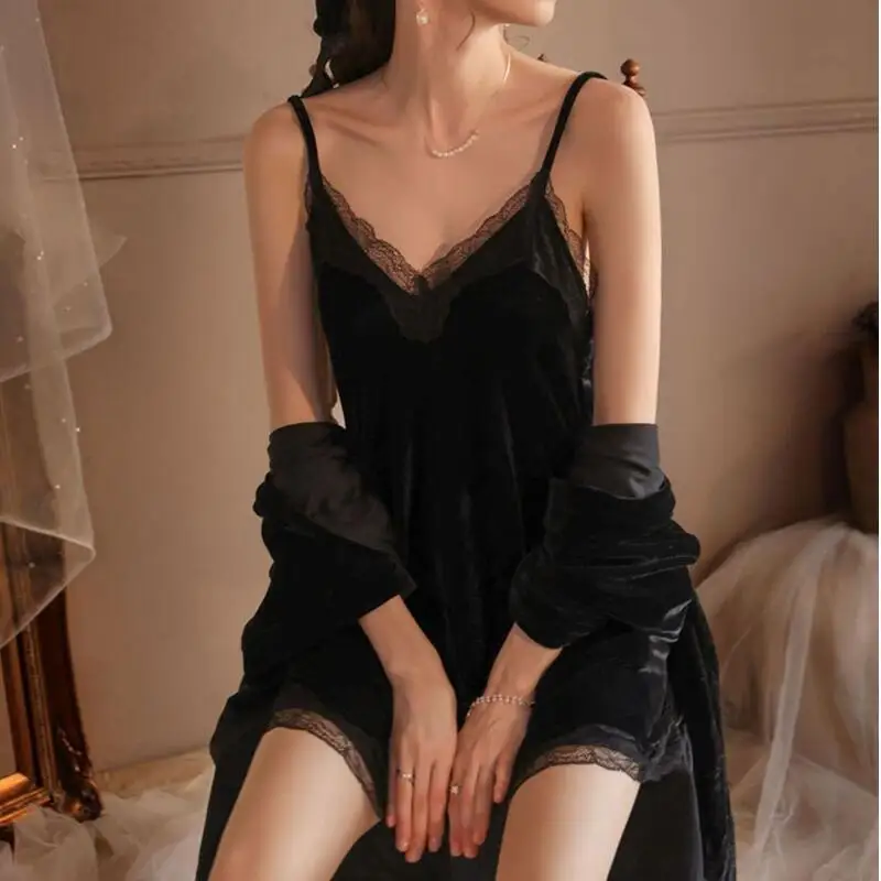 الفتيات مثير Pleuche Camisoloe ملابس خاصة البشكير 2 قطعة Priness Kawaii منامة فستان الترفيه ارتداء أربعة مواسم ملابس المنزل جديد