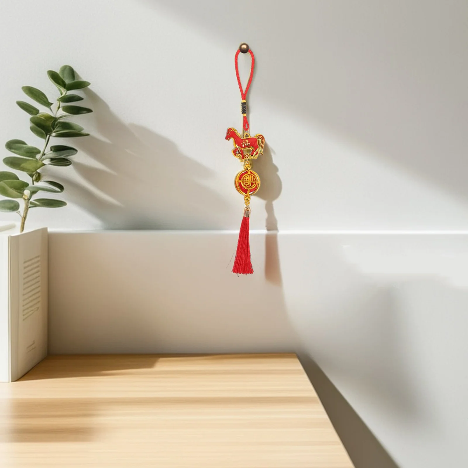 

8Pcs Chinese Horse Tassel Pendant Red Handmade Festive Decor for New Year Door Car Window Lucky Charm Auspicious Home