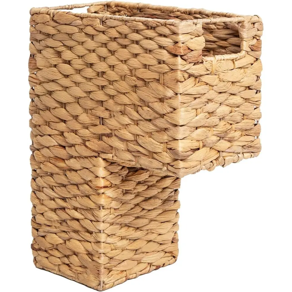 

Handwoven Water Hyacinth Stair Baskets for Wooden and Carpeted Staircases - Storage Solutions