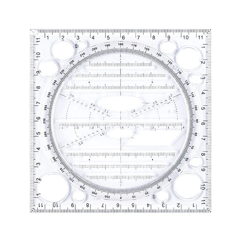 1pc Circle Template Ruler Drawing Rulers Angle And Circle Maker Art Design Construction Architect Stereo Geometry Measuring Tool