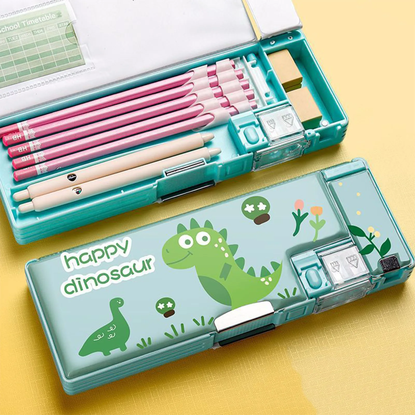 Cartoon Pencil Case Multifunctional Magnetic Sleeve Plastic Double-sided Stationery Case Children\'s and Student Pencil Case