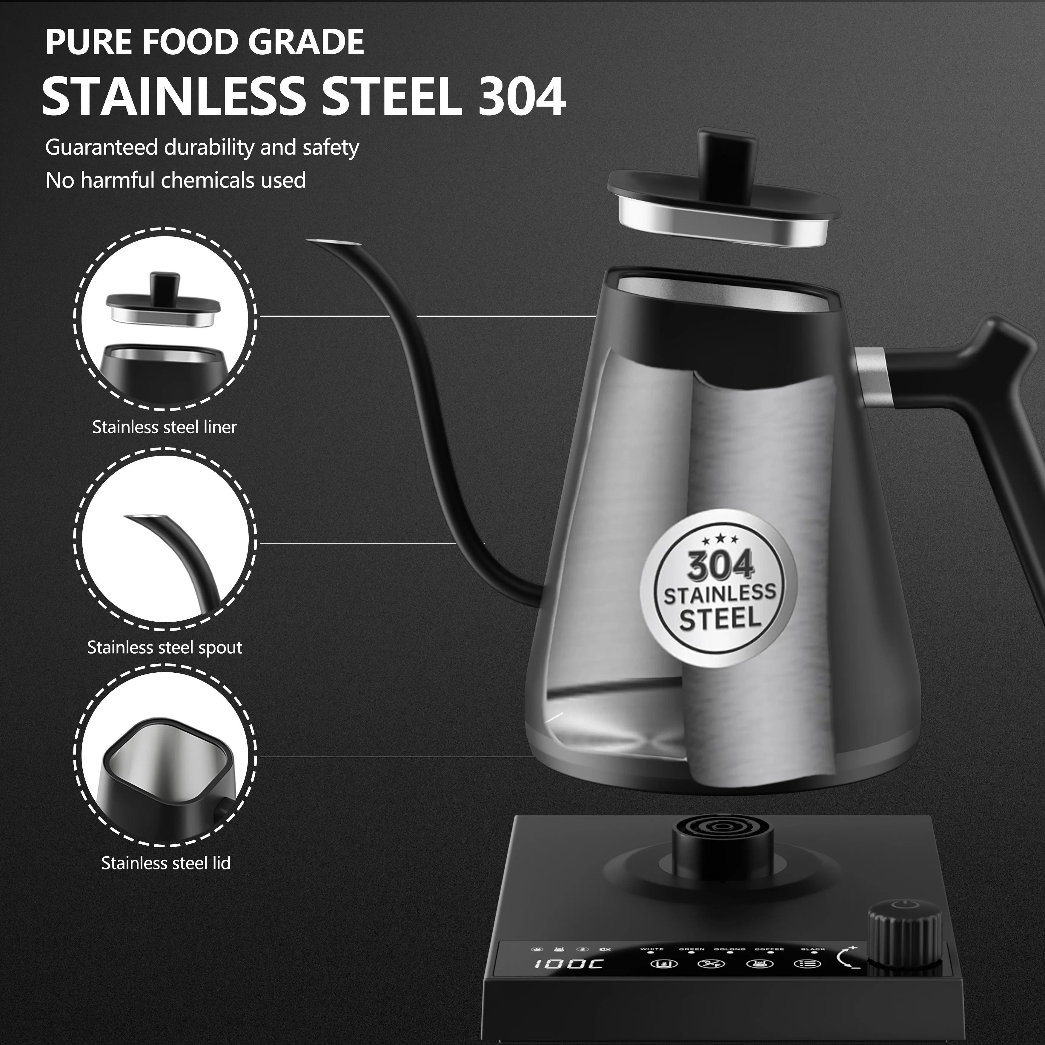 600 مللي معقوفة غلاية كهربائية اليد المشروب إبريق قهوة التحكم في درجة الحرارة الذكية براد شاي غلاية التدفئة السريعة 220 فولت