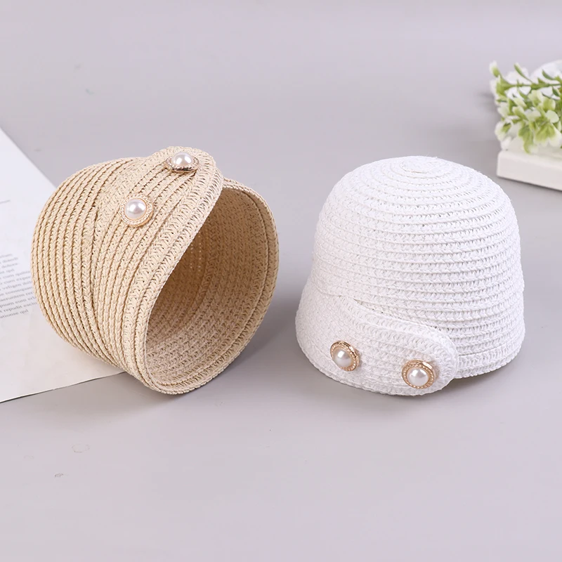 1Pcs 1/6 1/12 Dollhouse Miniature Straw Hat Mini Doll Hat Doll House Ornament Hand Weaved Dollhouse Accessories