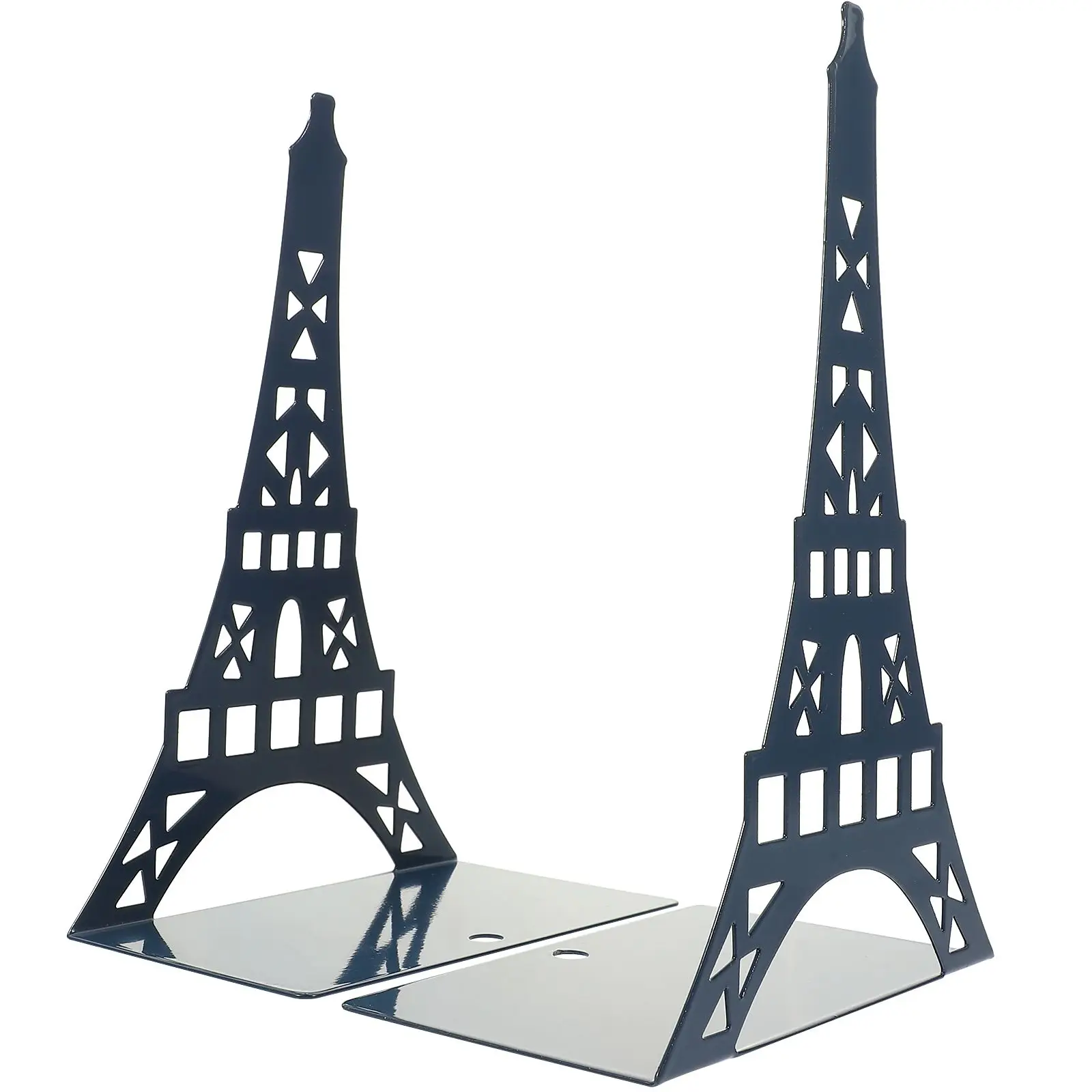 2Pcs Metal Bookends Tower Shape Desktop ganizer Blue Crafted Sturdy Notebook Holder For Shelves Study Library