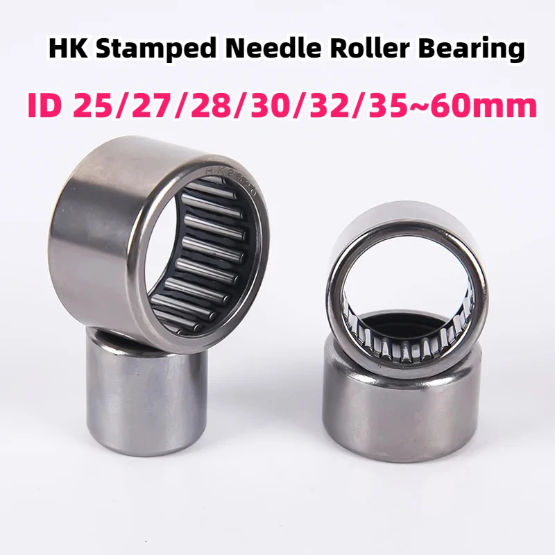 1Pc HK Stamped Needle Roller Bearing ID 25mm 27mm 28mm 30mm 32mm 35mm~60mmBidirectional Miniature Needle Roller Bearing