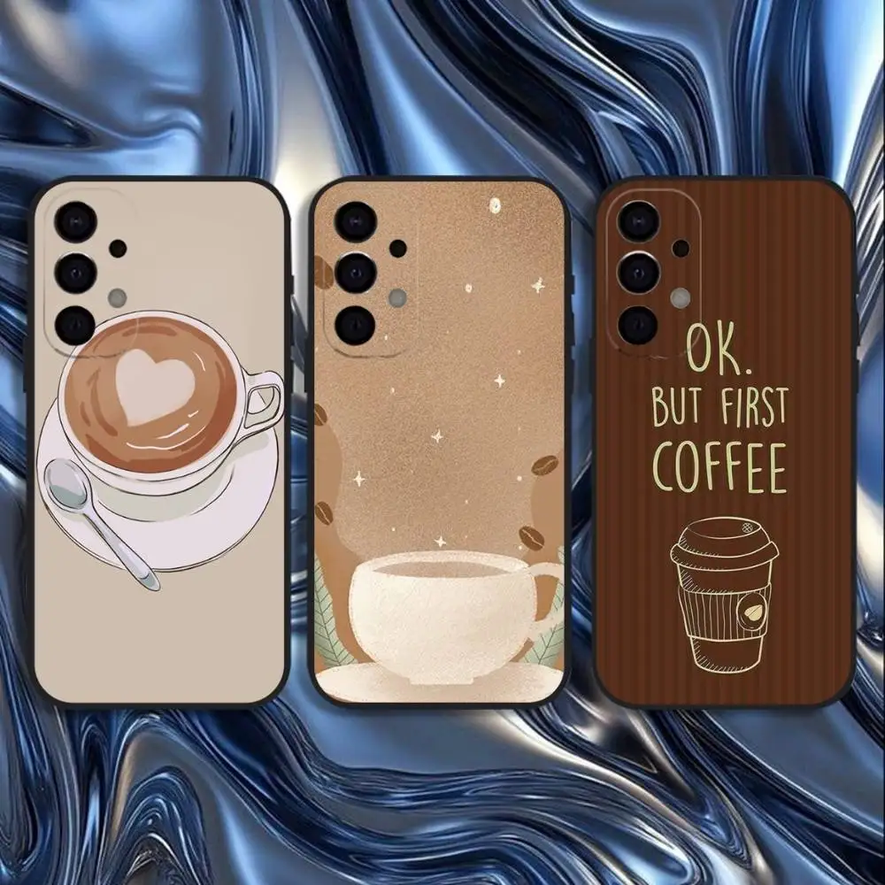 

Cartoon Coffee Phone Case For Samsung S25,S24,S21,S22,S23,S30,Ultra,S20,Plus,Fe,Lite,5G Black Cover