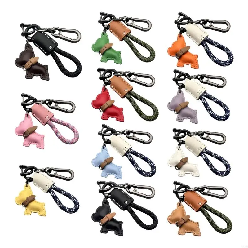 Rustproof PU French Dog Keyring Keychain for Everyday Commute Use