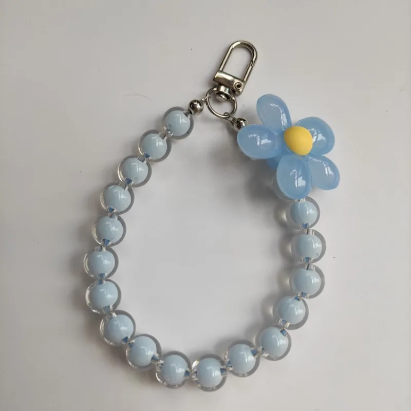 Lanière Anti-Perte pour Téléphone Portable, Pendentif de Poignet Court, Macaron Coloré, Perle Ronde, pour Femmes