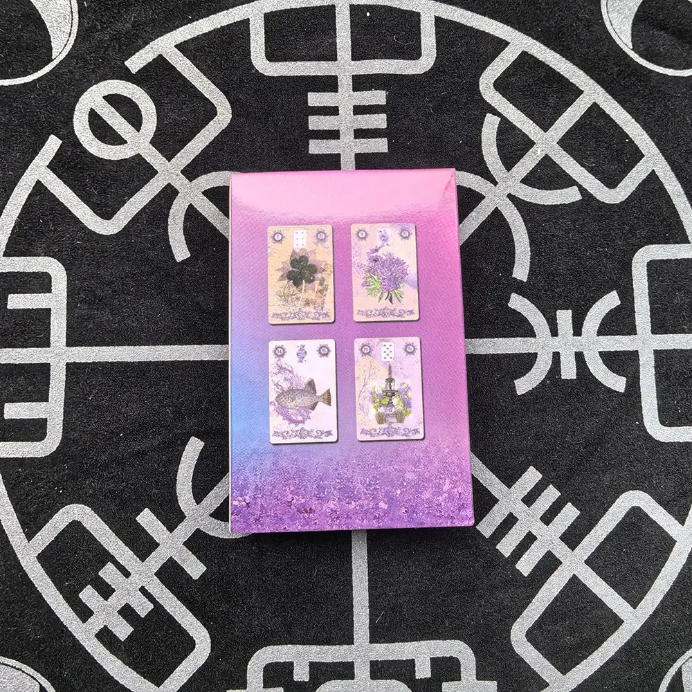 Lavender Lenormand Deck 9*6cm - 36 Cards with Vintage Botanical Illustrations, Shabby Chic Purple Aesthetic Tarot Alternative - view 4