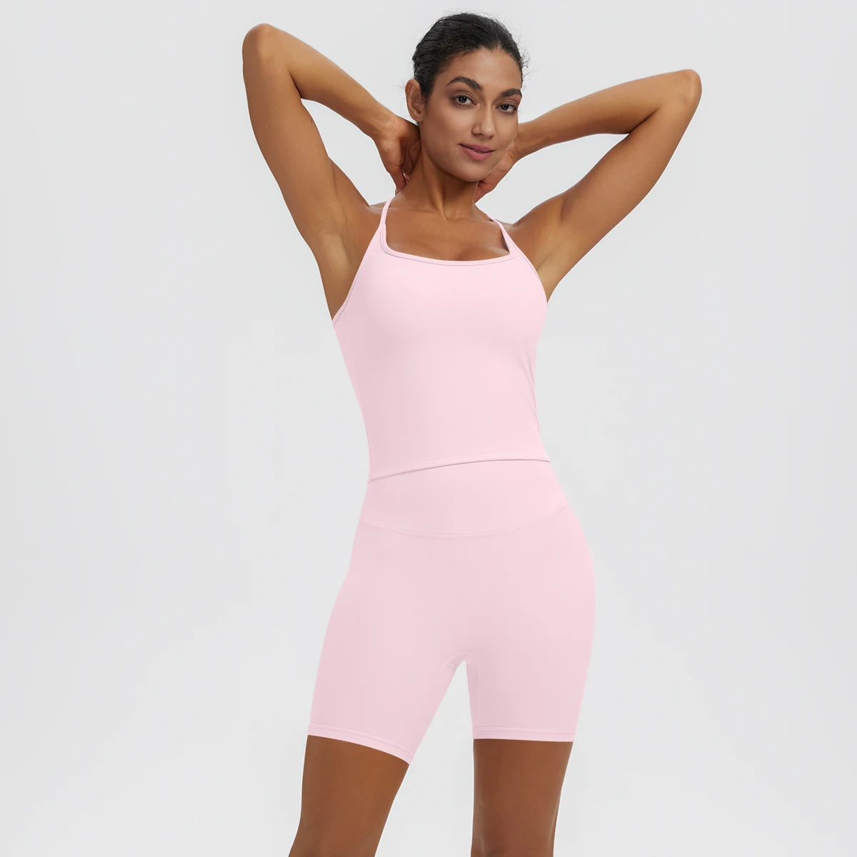 Rooftrellen 2-teiliges sexy einfarbiges Yoga-Set für Frauen, mit schönem Rücken und I-förmiger Weste, Fitness-Lauf-Yoga-Shorts-Set für Damen – Detail 23