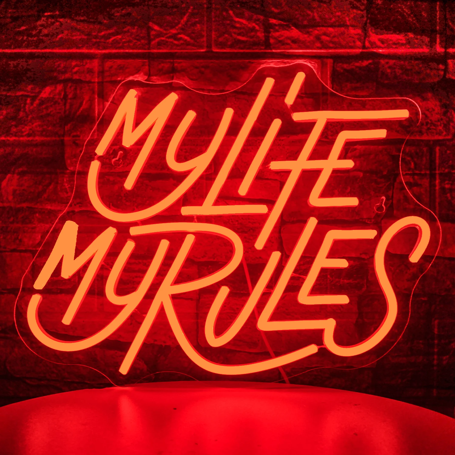 

My Life My Rules LED Neon Sighs Red Dimmable Artistic Panel Lights Hanging Wall Decoration Warm Toned Indoor Room Decor Gifts