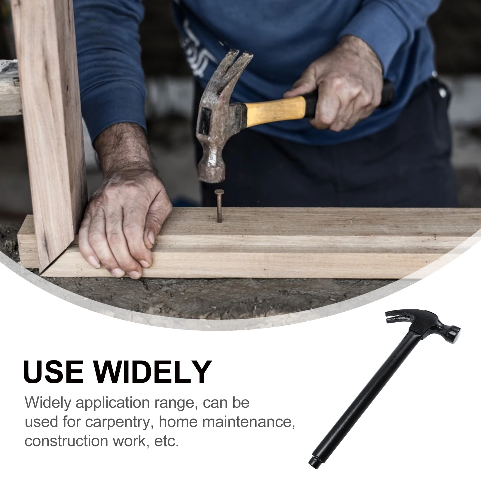 

1pc Household Integrated Claw Hammer Ergonomic Anti-Skid Handle Nail Pulling Hammer Multi-Functional Home Repairing Tool Durable