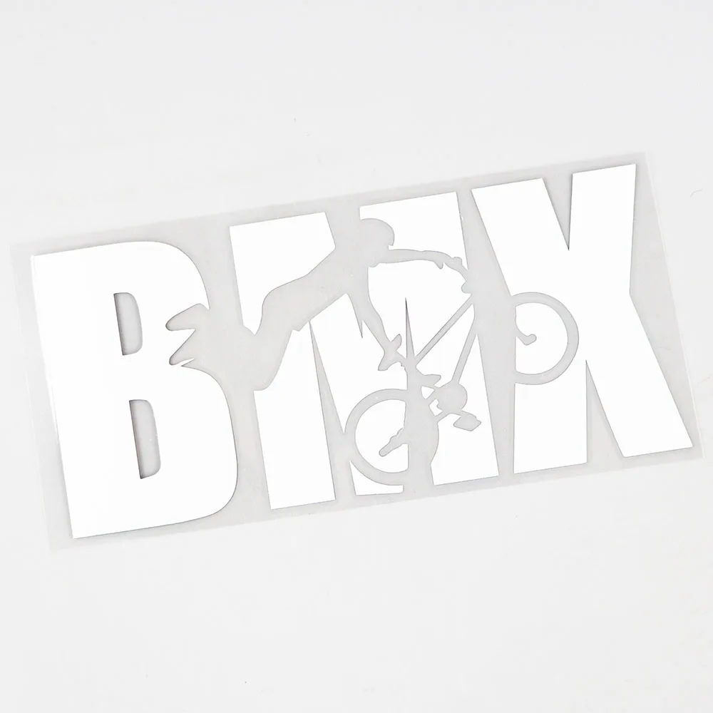 YJZT 15.8CM×7.2CM BMX Word With Silhouette Cutout Car Sticker Vinyl Decal Black/Silver 8A-1272