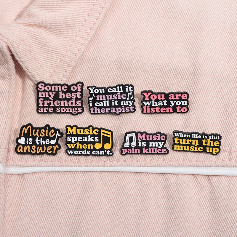 Music Is My Pain Killer Enamel Pin Music Is The Answer Brooch Lapel Badges Jewelry Gift for Friends Kids