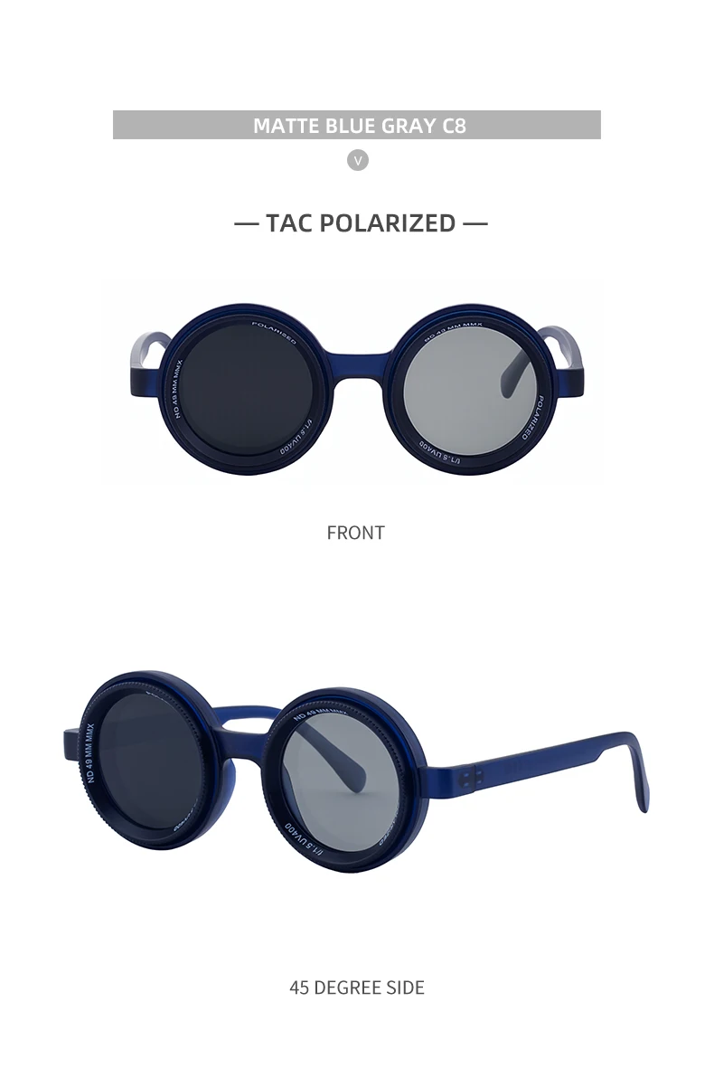 Polarisierte ND9 Verstellbare Dimm-Sonnenbrille für Herren 2026 Trendige Punk Runde Sonnenbrille UV400 Outdoor-Schutz Anglerbrille mit Filter – Detail 21