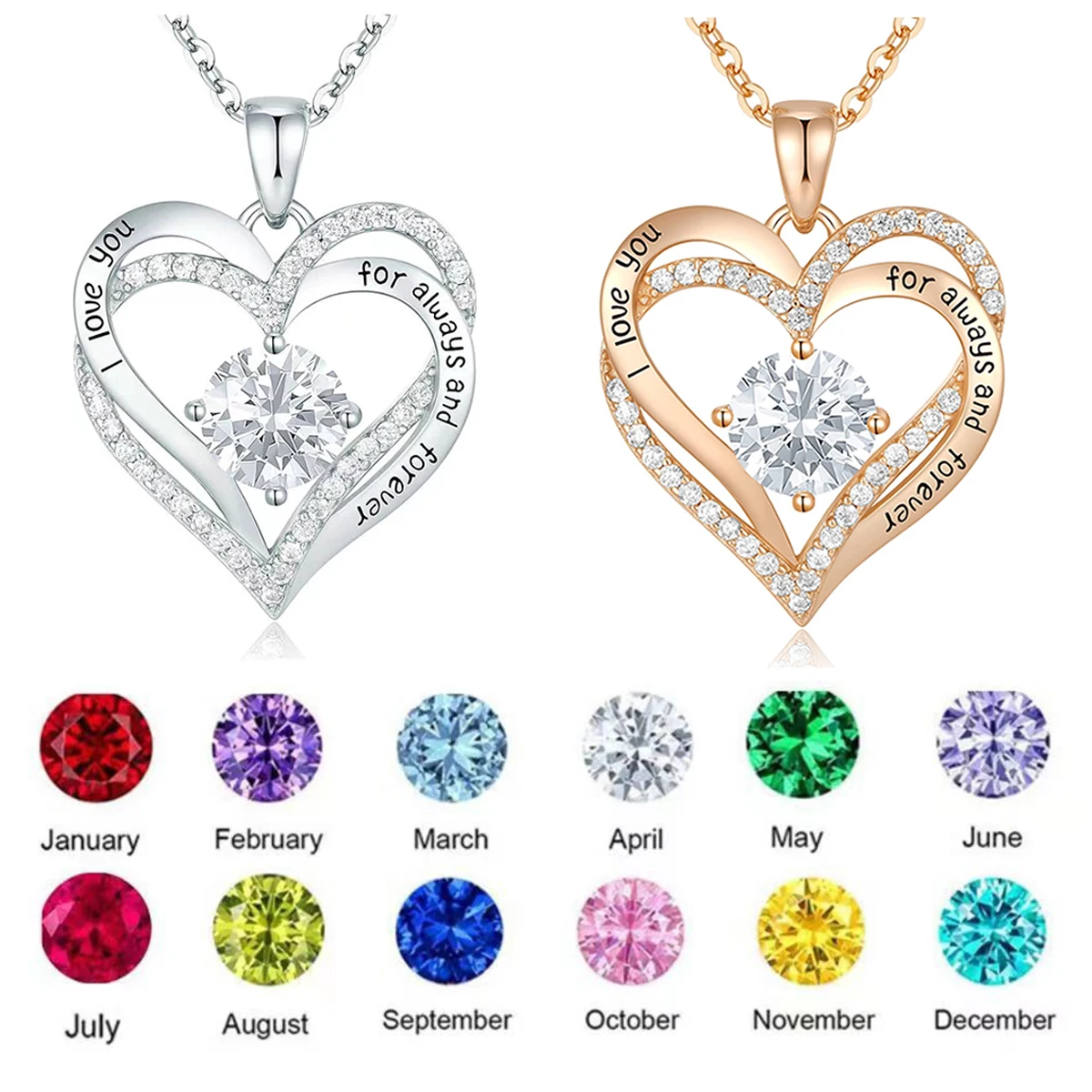 Fashionable 12th Birthday Stone Love Pendant Necklace for Women\'s High End Charm Jewelry Valentine\'s Day Gift for Girlfriend