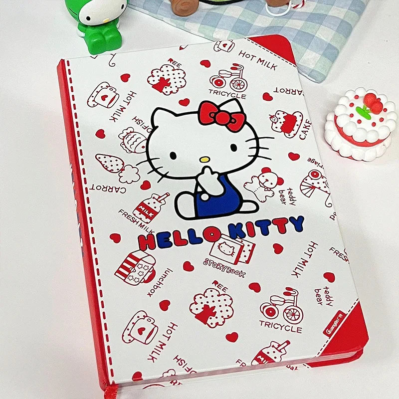 

Sweet Anime Kawaii MINISO Ins Hello Kitty Fashion Notebook Cute Cartoon Diary Book Student Hardshell Lovely Gifts for Kids