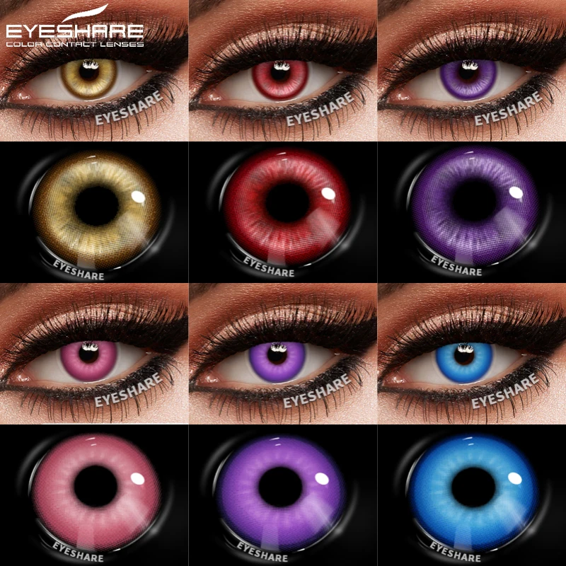 EYESHARE 1 Paar Cosplay-Kontaktlinsen, Halloween-Farbkontaktlinsen für Augen, jährlich, schöne Pupille, lila Linsen, blaue Kontakte