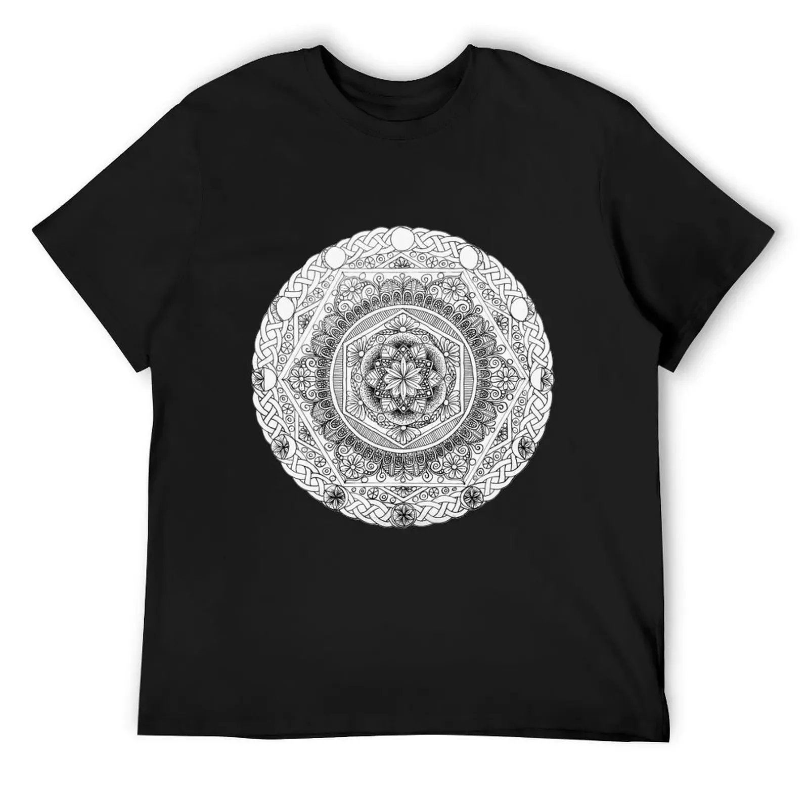 Hand drawn mandala - Celtic moon phases T-Shirt anime clothes summer clothes customs customs design your own anime shirts men