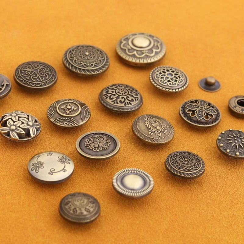 Retro style four in one button/15 pieces per pack handmade DIY leather/patchwork/fabric/clothing button retro button