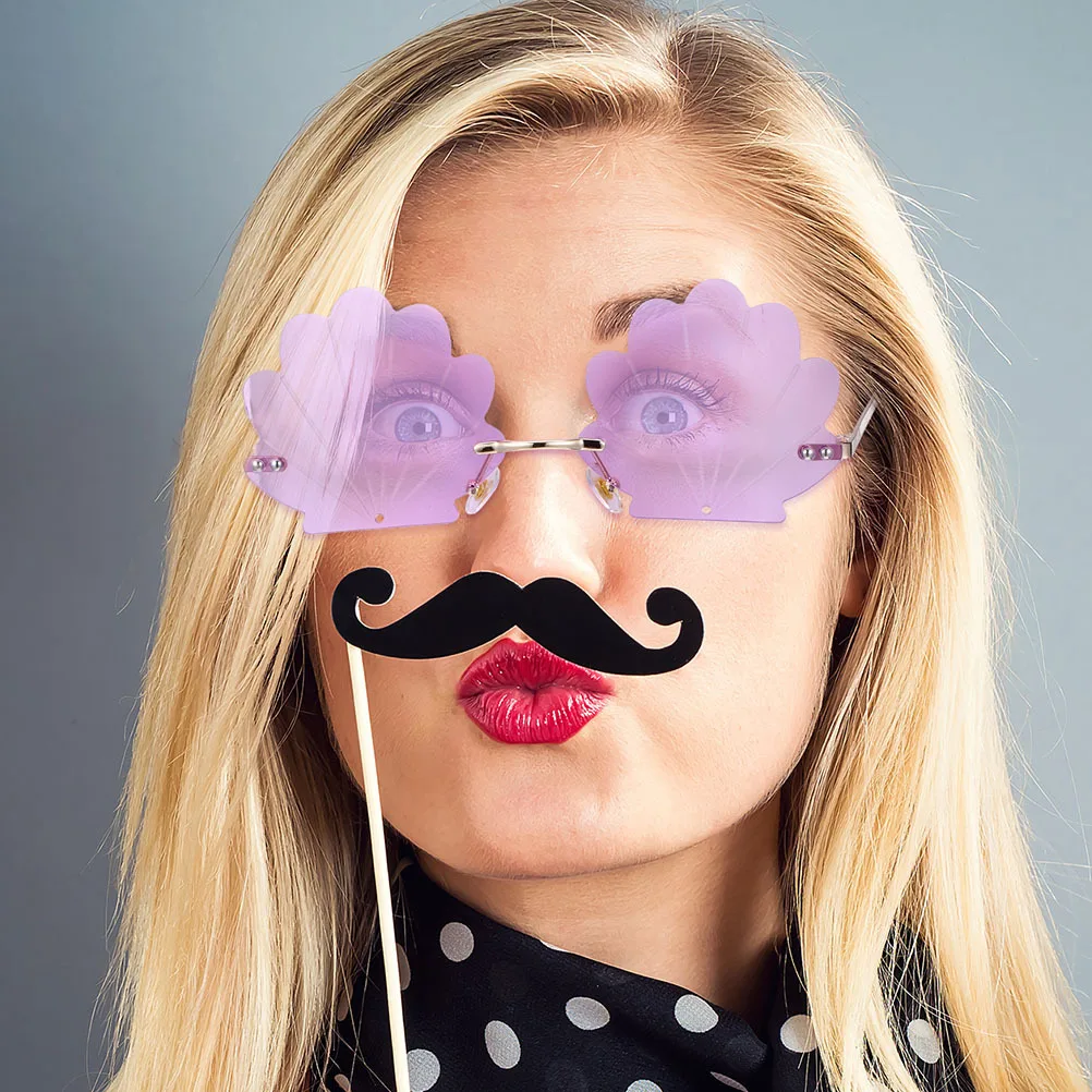 

3Pcs Rimless Shell Sunglasses Party Frameless Lightweight Decorative Trendy Outdoor Beach Glasses Rimless Shell Sunglasses