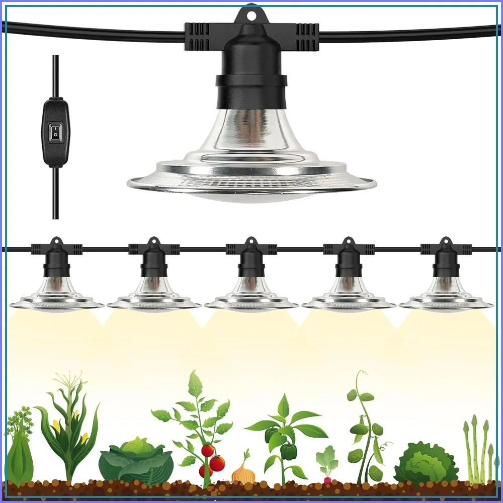 

6-Light Waterproof LED Grow Lights for Greenhouse, Full Spectrum for Seedling Veg Flower