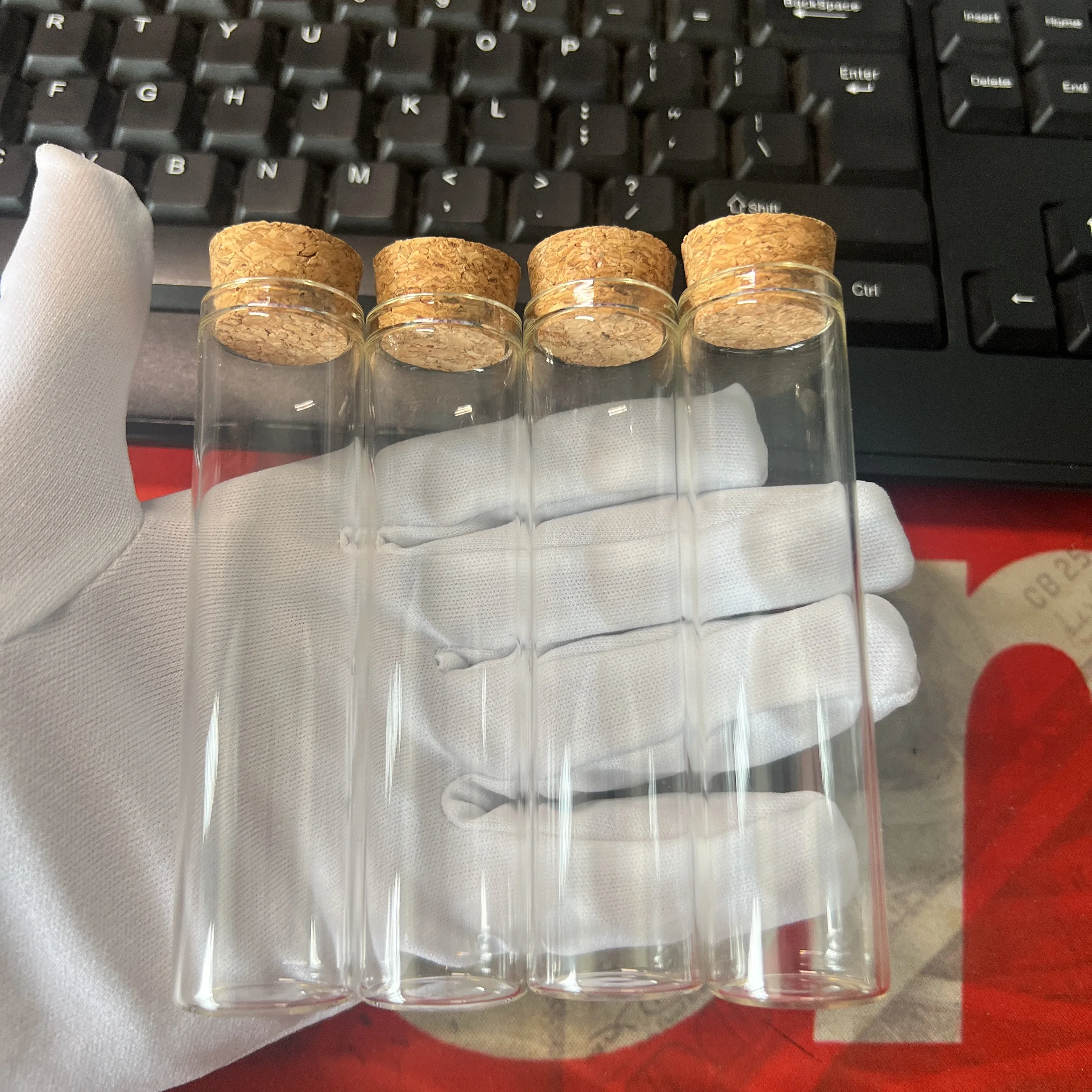 24/40 Pcs 40ml Tall & Slim Glass Vials with Cork Mini Jars  Clear Empty Bottles Wedding Favors Dragee Skinny Test-Tube Decor