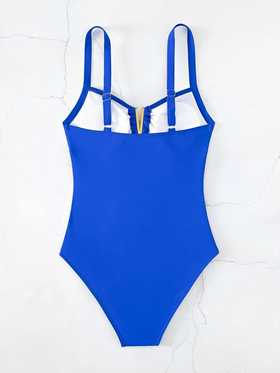 2024 Cut Out Ruched Front Swimsuit One Piece Swimwear Women Sexy Bathers Bathing Swimming Swim Suit Female Beachwear Monokini