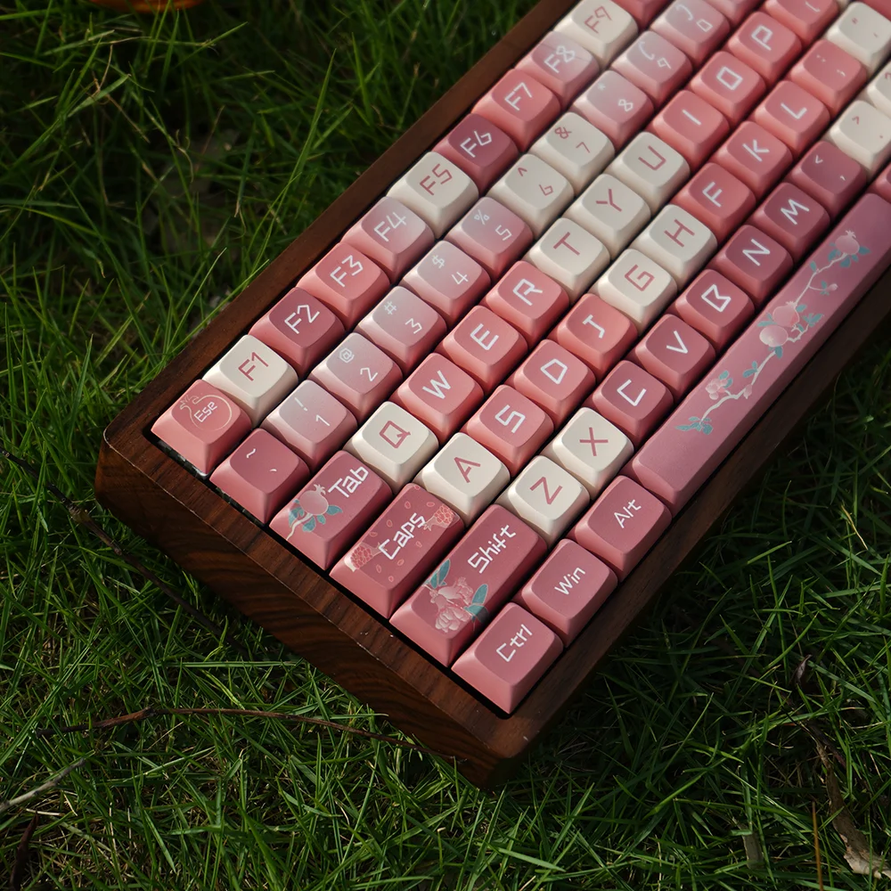 127Keys Pink Keycap Personality XDA Height PBT  Pomegranate Red Theme Small Complete Set For Mechanical Keyboard Diy Keycaps