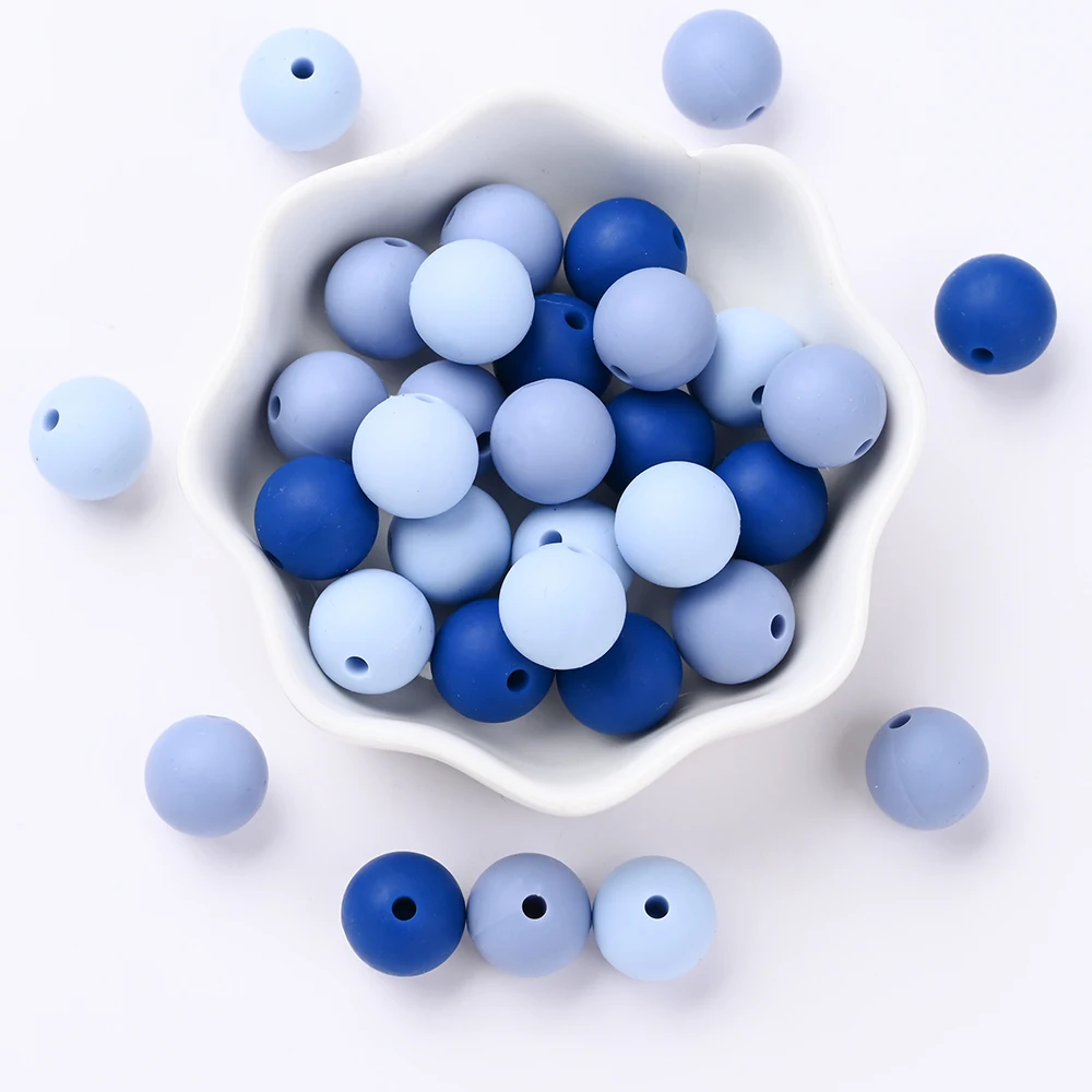 Conjunto de contas de silicone multicoloridas, 60 peças, 12mm, faça você mesmo, controlador de chupeta, clipe de chupeta, brinquedo de mastigar, artesanato para bebês, sem bpa