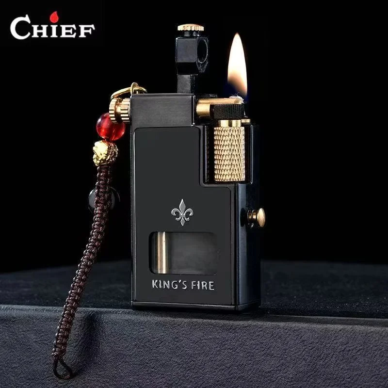 CHIEF Rare Fluid Lighter Vintage Sailor Lighter with Visible Fuel Tank Pocket Lighter for Smokers - EDC Accessories Briquet