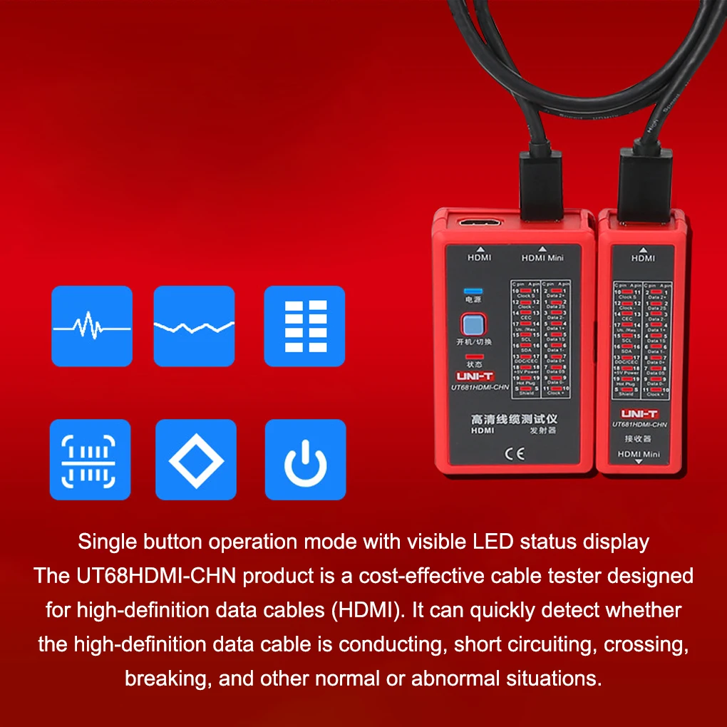 UT681 Mini Dados Cable Tester, Indicador Status 20LED