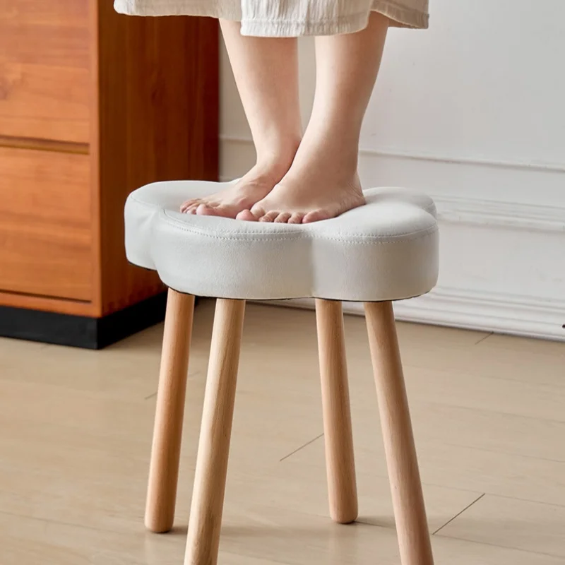Makeup Stool Dressing Table Stool Solid Wood Chair Simple Household Low Stools Soft Clouds Footrest Wooden Dressing Stools