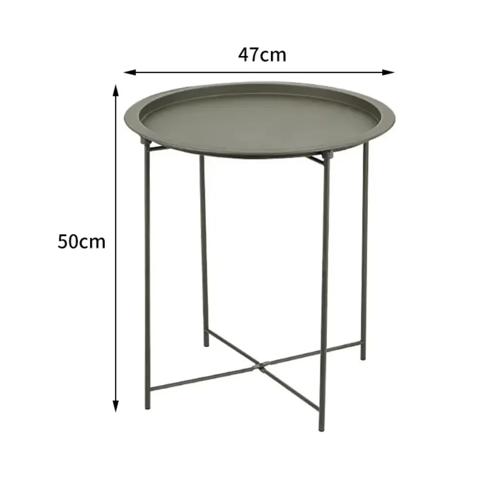 Folding Round Table Corners Compact Metal Tray Coffee Tables Waterproof Indoor Living Room Modern Simplicity Bedroom OfficeTable