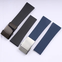 24mm black blue soft waterproof rubber watchband for Breitling silicone watch strap wrist bracelet tape deployment clasp