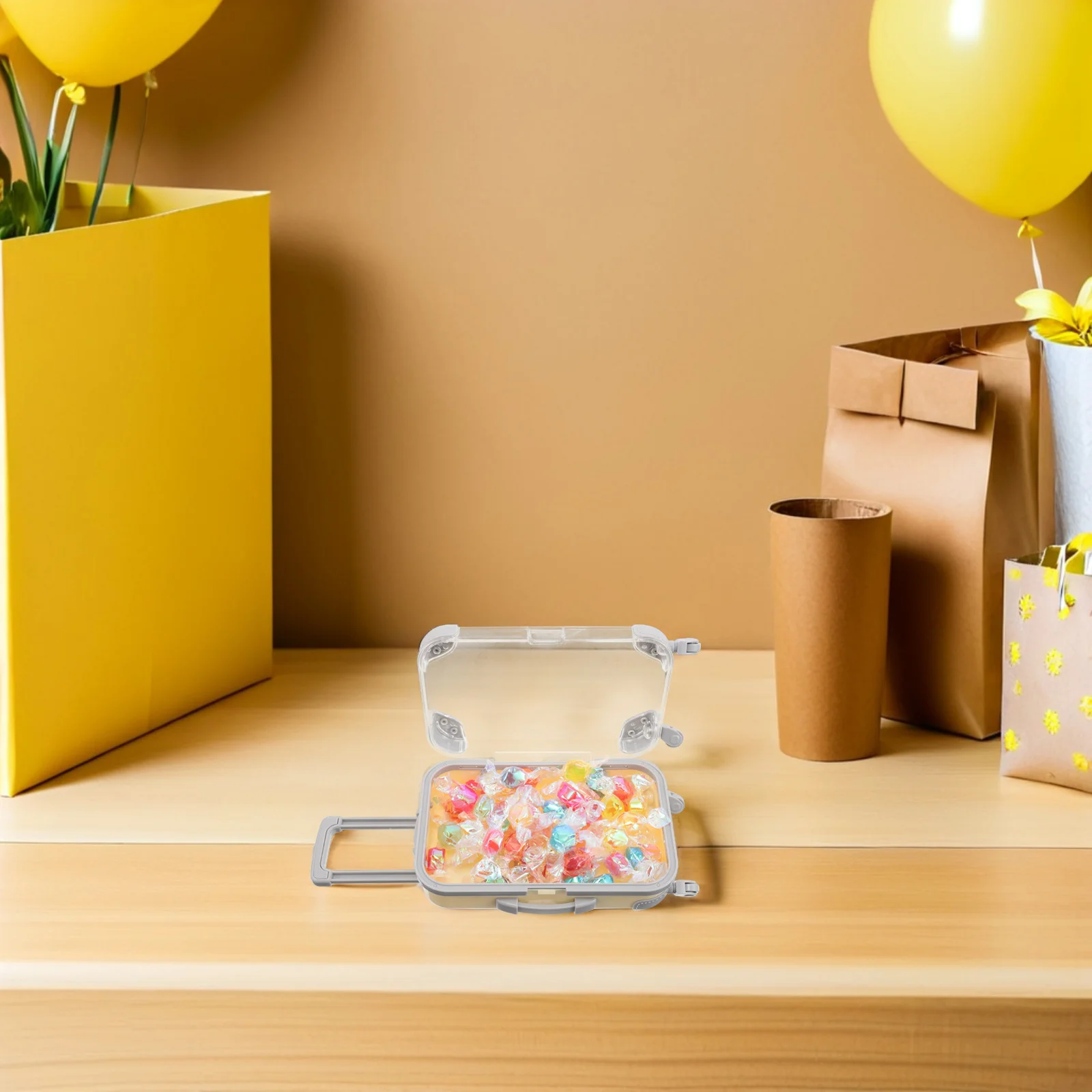 

10Pcs Mini Clear Trolley Suitcase Party Favor Boxes Travel Candy Storage Box Small Luggage Prop Wedding Baby Shower