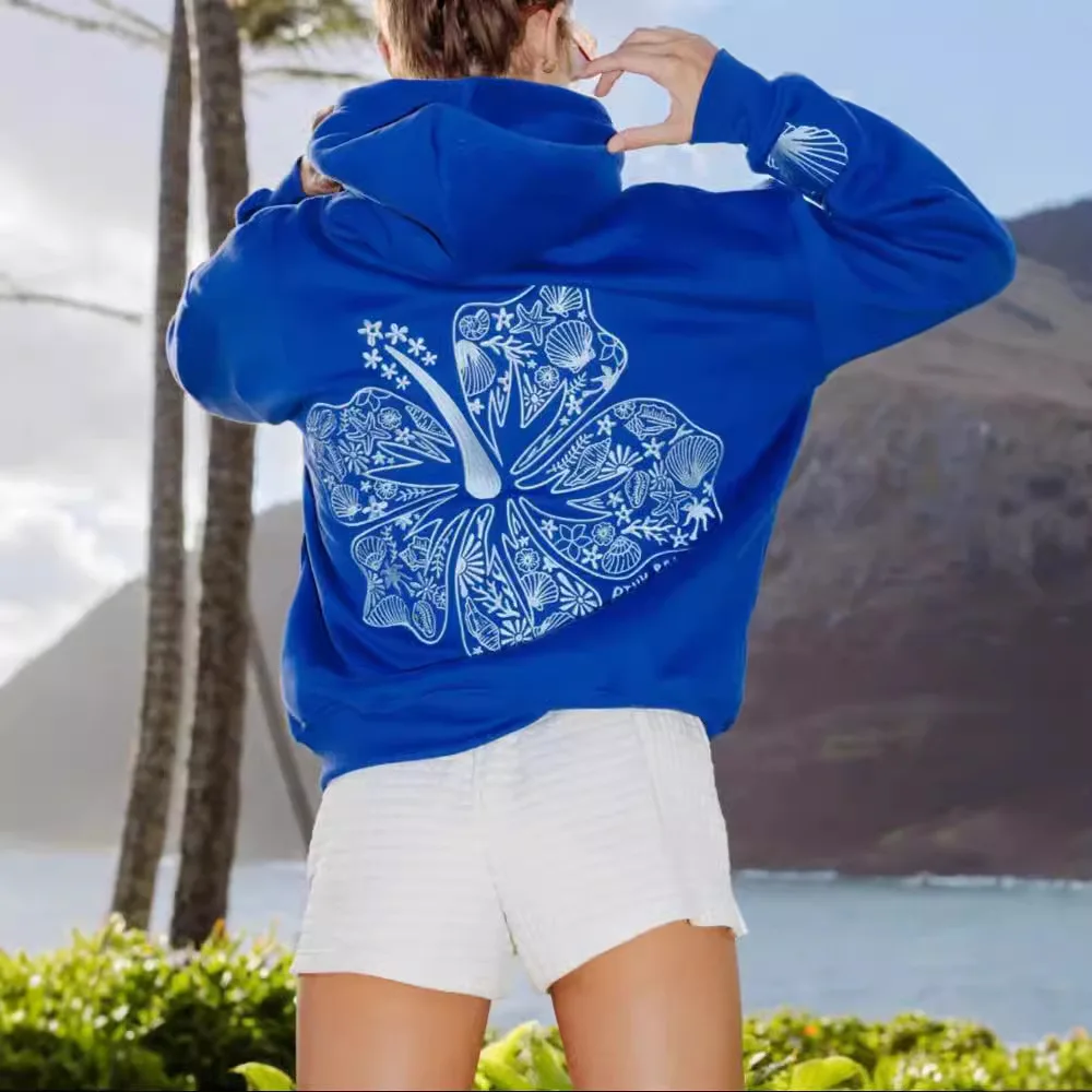 Sudadera con capucha para mujer, suéter de manga larga con estampado de flores, Jersey holgado de palmera rosa, ropa de calle Y2K, Unisex