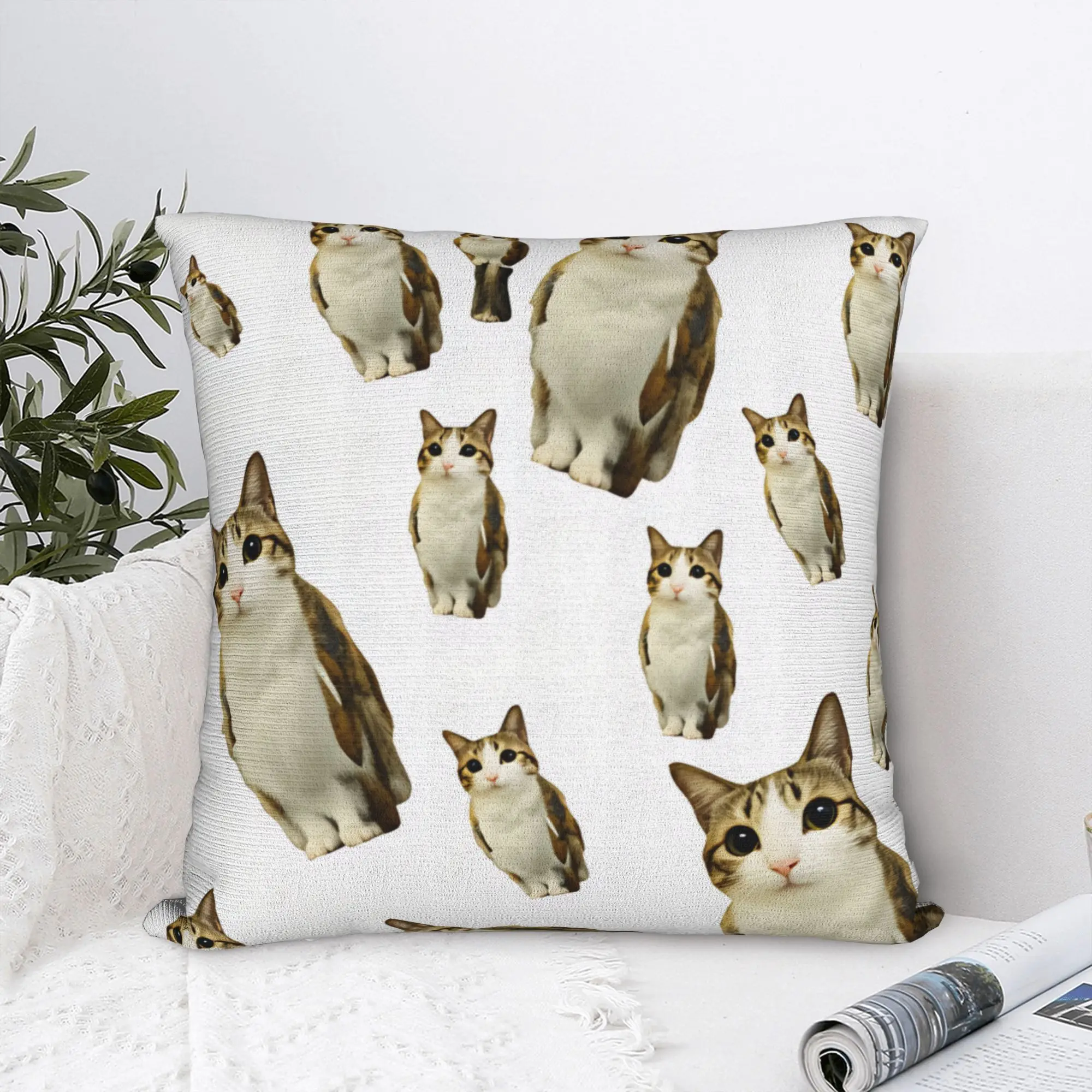 Cute Meowl Cat Repeat Pattern Pillow Case  Soft Pillow Cover For Couch Sofa Bedroom Fashion Pillowcases