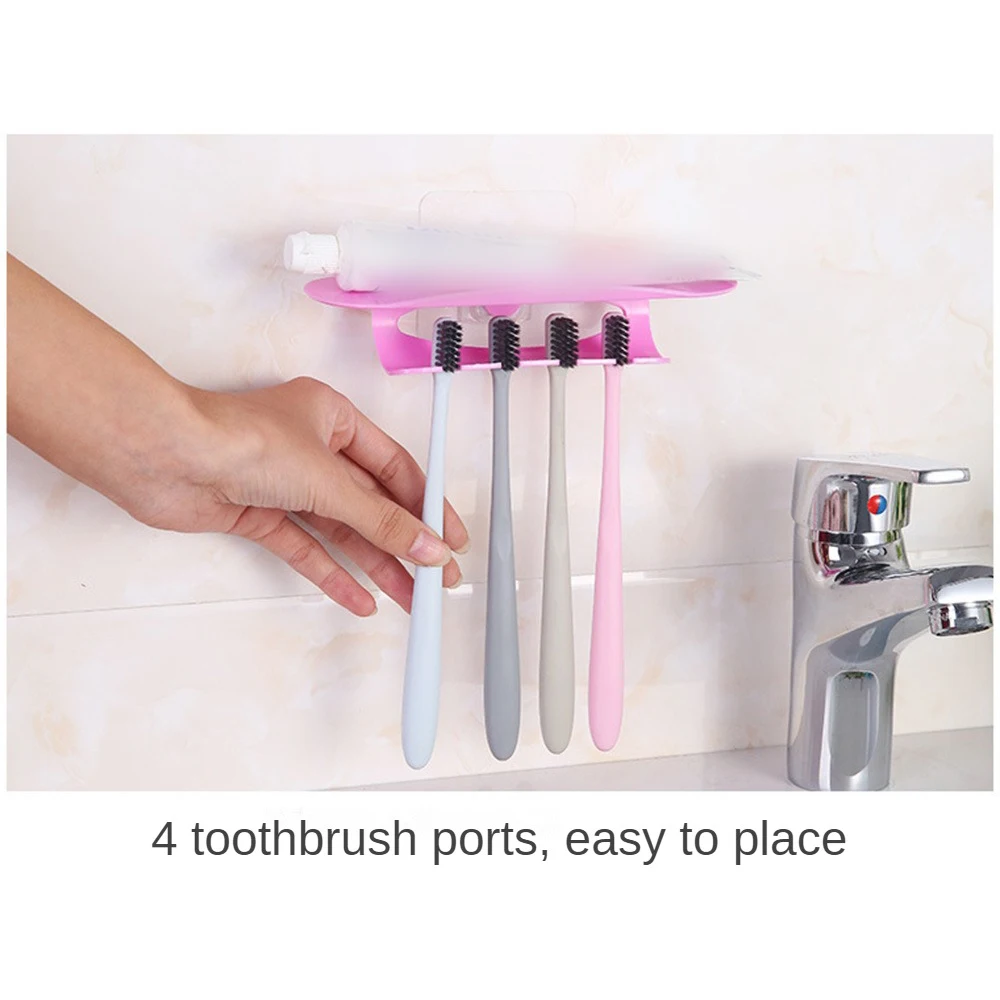 Toothpaste Toothbrush Holder No Trace Stickers No Trace Toothbrush Holder Wall Hanging Neat And Clean Wash Storage Box
