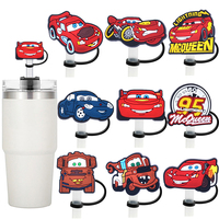 1-10PCS Cartoon Cars Straw Cover Cap 10MM Drink Straw Plug Reusable Splash Proof Drinking Fit Cup Straw Cap Charms Pendant