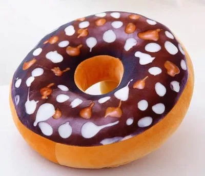 38cm 3D Donut Kussen Schattig Pluche Rond Taart Kussen Sofa Zitkussen Kantoor Napmat Beste Verjaardagscadeau voor Kinderen Huisdecoratie