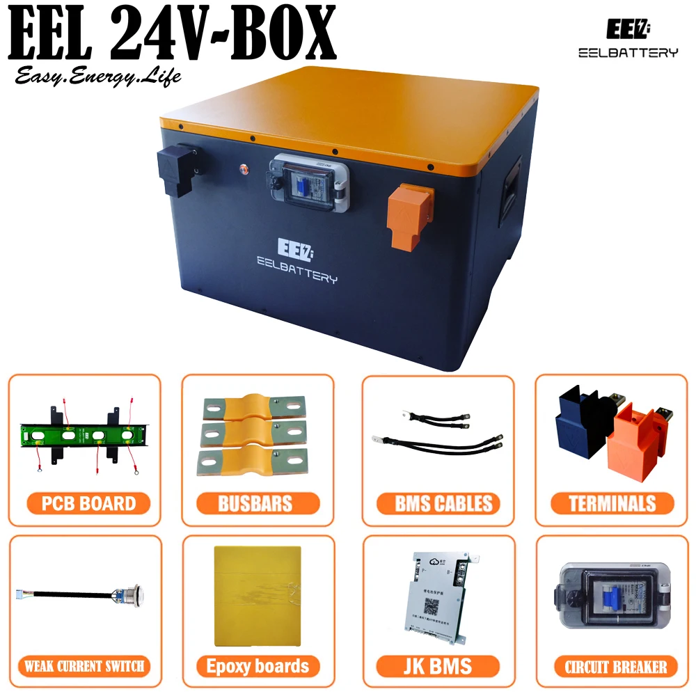 EEL 24V Battery Box DIY Power Bank LiFePO4 230Ah 280Ah 310Ah Battery Pack System With 200A BMS 2A Active Balan Easy Installation