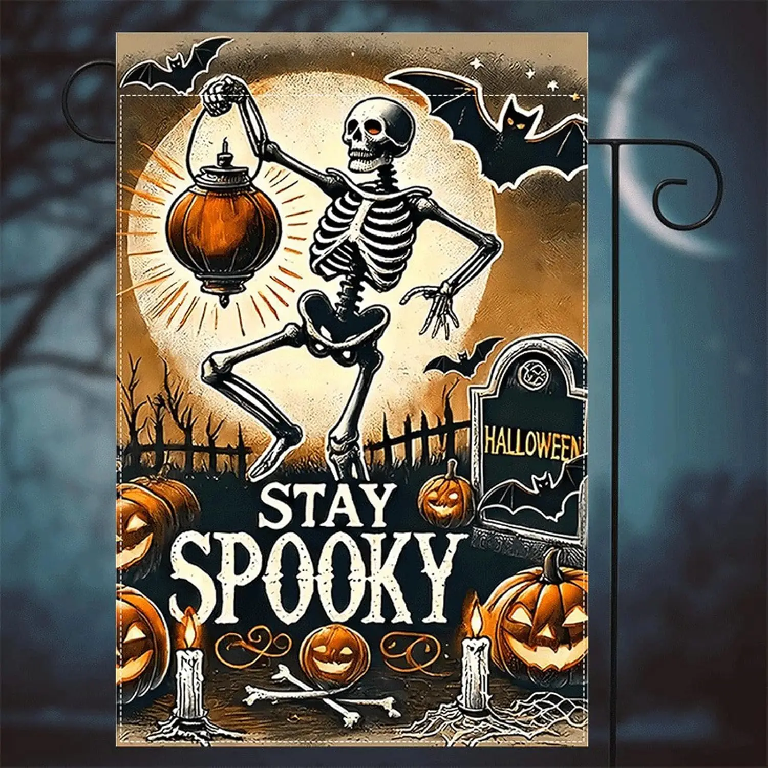 Halloween Garden Flag 12x18 Inch Double Sided Outside Funny Seasonal Farmhouse Yard Festival Outdoor Flag LLE WWL UUN