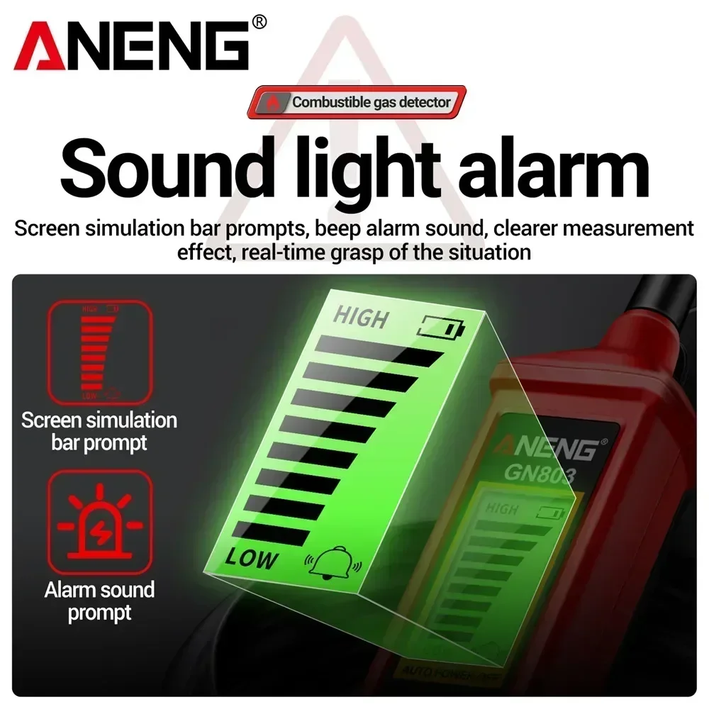 ANENG GN803 Handheld Gas Leak Detector Methane Combustible Gas Testers Portable Gases Concentration Analyzer Meter Leakage Tools